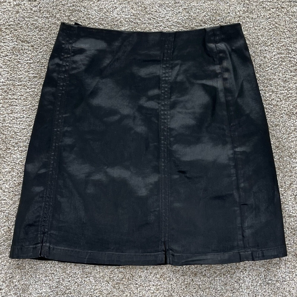 AG Adriano Goldschmied Mini Skirt Womens 24 Black Adaline A-Line Coated USA Made